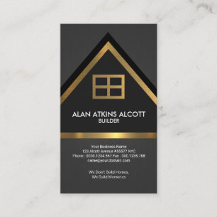 Grey Elegant Faux Gold Home Builder Construction Business Card