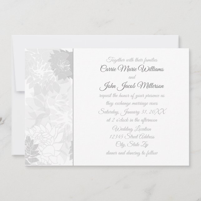Grey Elegant Floral - Wedding Invitation (Front)