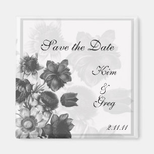 Grey Elegant Flower Wedding Favour Magnets