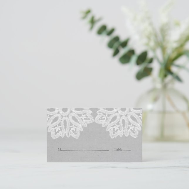 Grey Elegant Lace Place Cards (Standing Front)