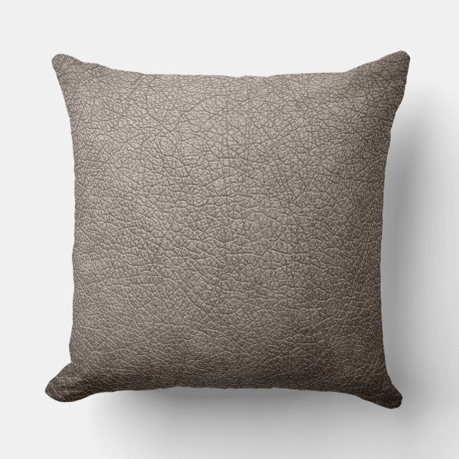 Grey Elegant Leather Look Cushion (Front)