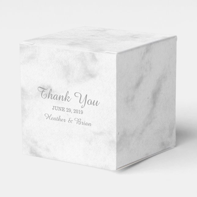Grey Elegant Marble Wedding Favour Box (Front Side)