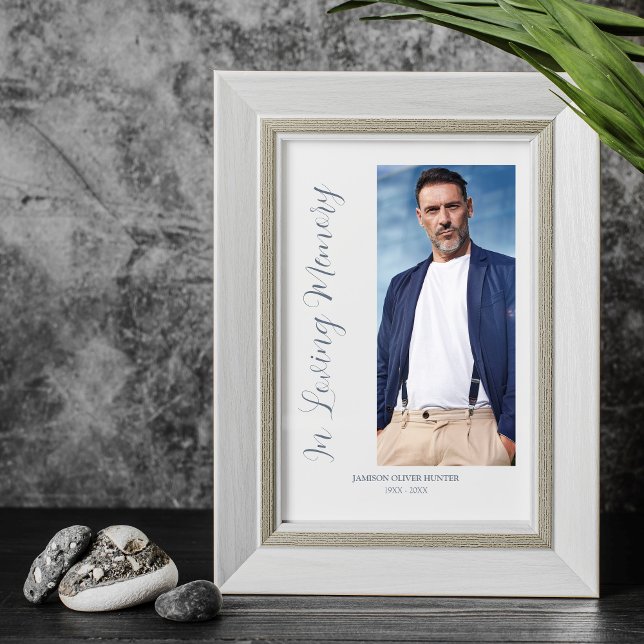 Grey Elegant Minimalist Memorial Photo Funeral Poster (Grey Elegant Minimalist Memorial with Photo Funeral Poster. )