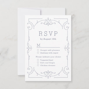 Grey elegant modern classic vintage wedding RSVP Card