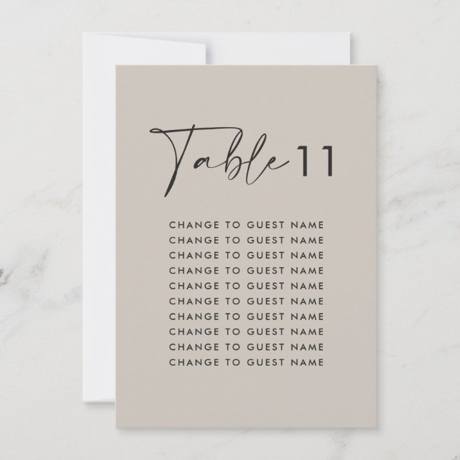 Grey elegant modern wedding table seating chart (Front)
