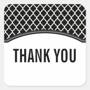 Grey Elegant Quatrefoil Thank You Stickers