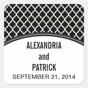 Grey Elegant Quatrefoil Wedding Stickers