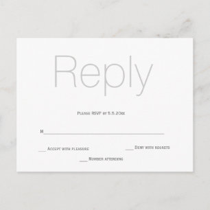 Grey elegant reply rsvp postcards