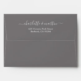 Grey Elegant Script Return Address Wedding Envelope