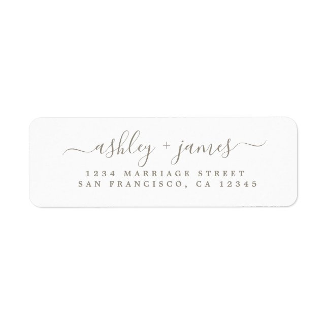 Grey Elegant Script Wedding Return Address (Front)