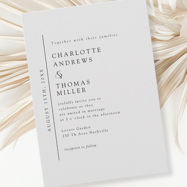 Grey Elegant Trending Wedding  Invitation (Modern, minimalist, trending, gray, wedding invitation.)