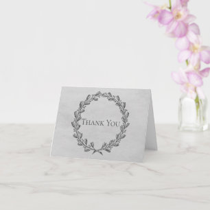 Grey Elegant Wreath Thank You Card