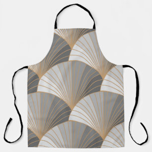 Grey elements with gold outline. seamless pattern. apron