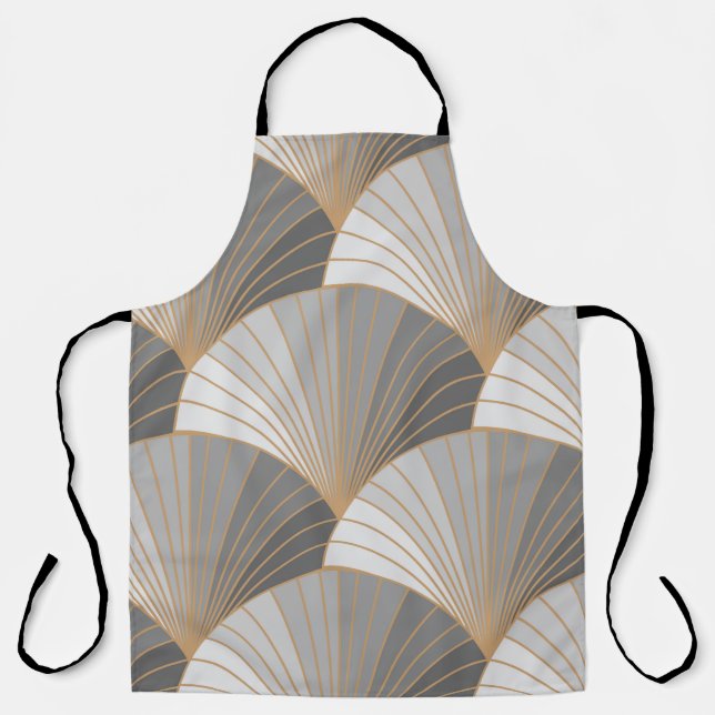 Grey elements with gold outline. seamless pattern. apron (Front)