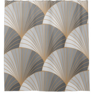 Grey elements with gold outline. seamless pattern. shower curtain