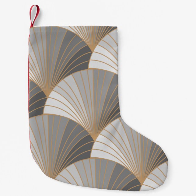 Grey elements with gold outline. seamless pattern. small christmas stocking (Front)