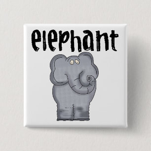 Grey Elephant 15 Cm Square Badge