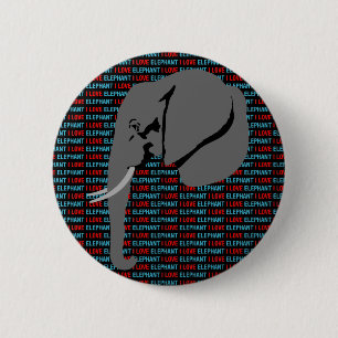 Grey Elephant 6 Cm Round Badge