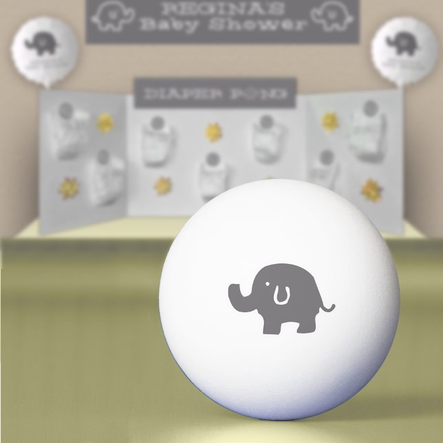 Grey Elephant Baby Shower Diaper Pong Ball (Creator Uploaded)
