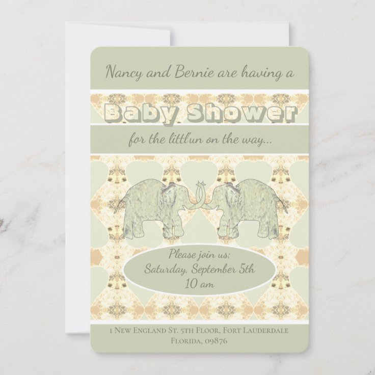 Grey Elephant Baby Shower Invitation Zazzle