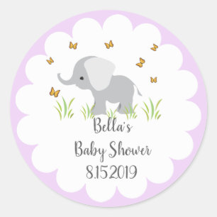 Grey Elephant Baby Shower Sticker
