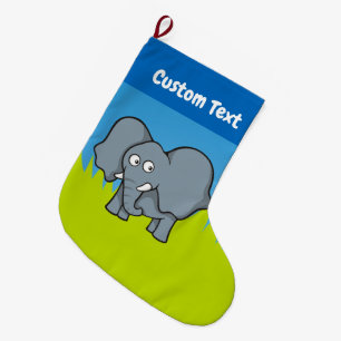 Grey elephant cartoon christmas stocking