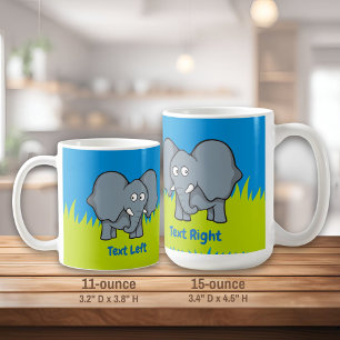 Grey elephant cartoon coffee mug