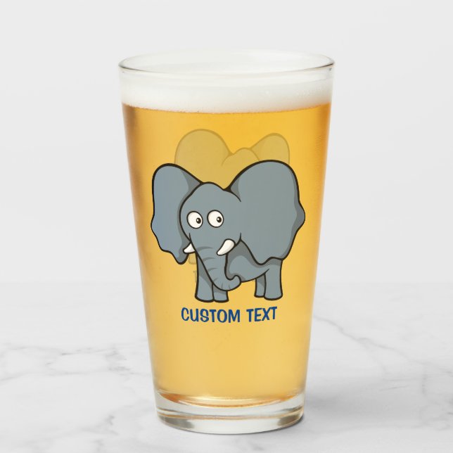 Grey Elephant Cartoon Glass (Front Filled)