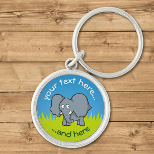 Grey elephant cartoon key ring