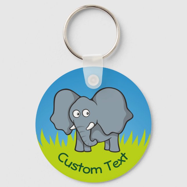 Grey Elephant Cartoon Keychain (Front)