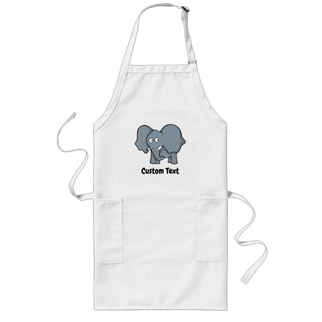 Grey elephant cartoon long apron (Front)
