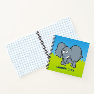 Grey Elephant Cartoon Notebook