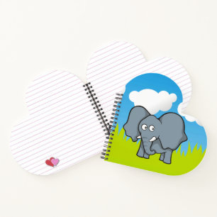 Grey Elephant Cartoon Notebook