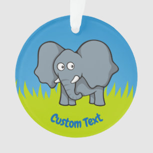 Grey elephant cartoon ornament