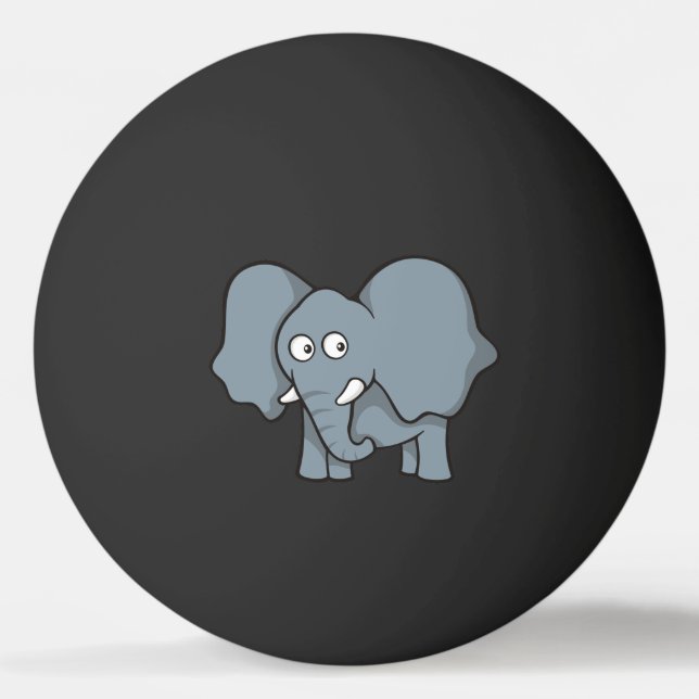 Grey Elephant Cartoon Ping Pong Ball (Front)