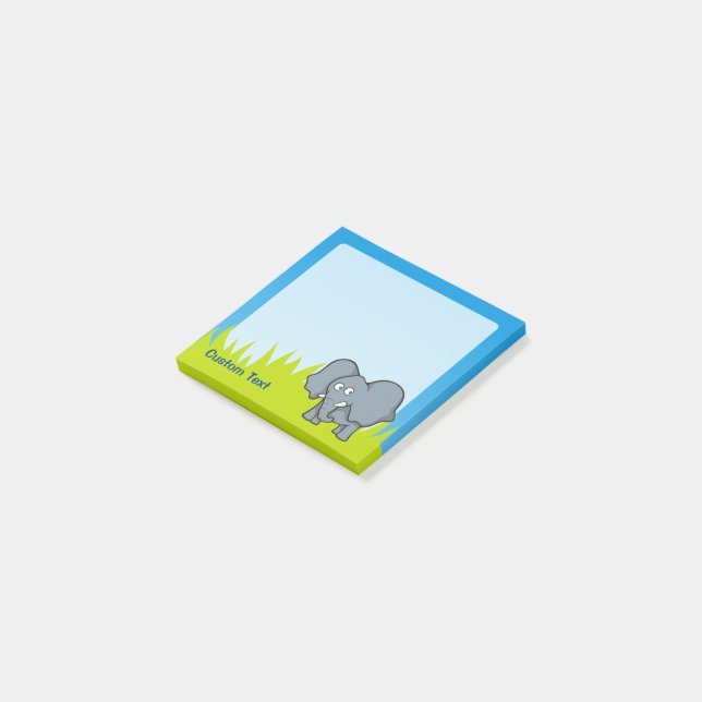 Grey Elephant Cartoon Post-it Notes (Angled)
