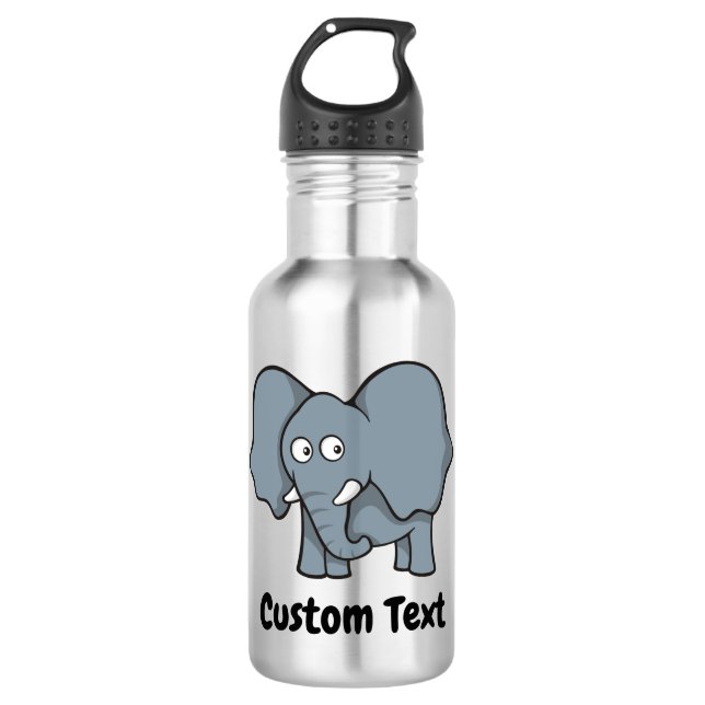Grey elephant cartoon stainless steel water bottle (Front)