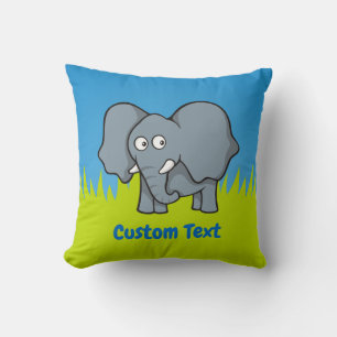 Grey elephant cartoon throw pillow