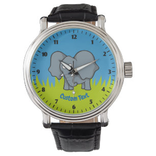 Grey elephant cartoon watch