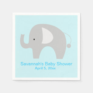 Grey Elephant Custom Party Napkin (Blue)