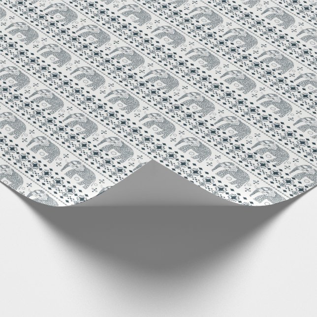 Grey Elephant Design Wrapping Paper (Corner)