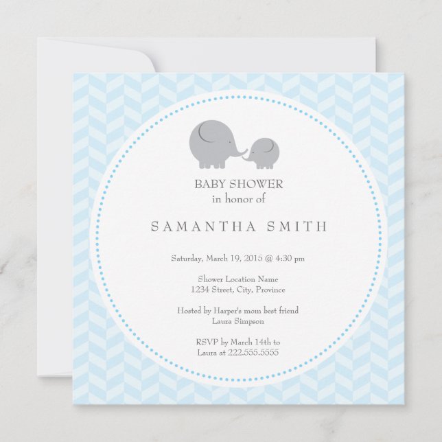 Grey Elephant ı Baby Shower Invitation (Front)