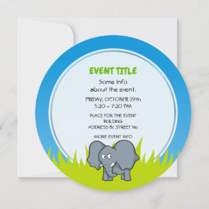 Grey Elephant Invitation