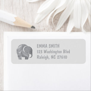 Grey Elephant Kids Mail Return Address Label
