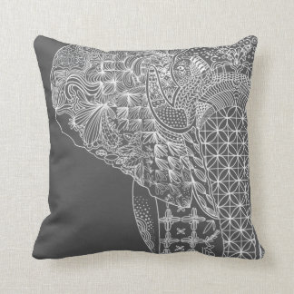Grey Elephant Pattern Throw Pillo Cushion