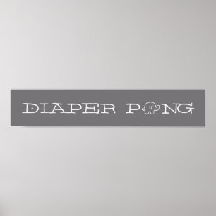Grey Elephants Diaper Pong Game Sign