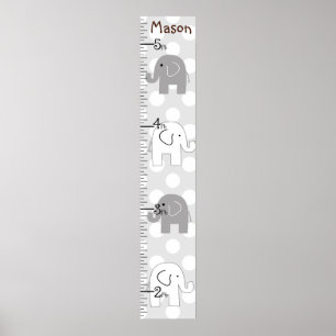 Grey Elephants Growth Chart Any Colour Background!