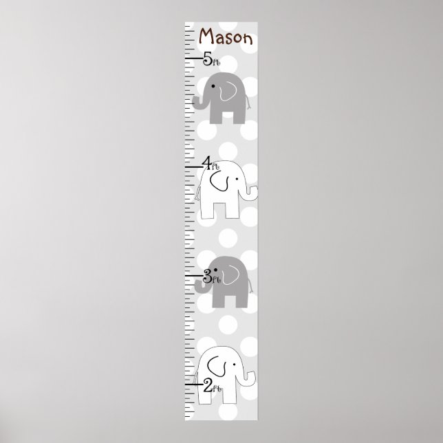 Grey Elephants Growth Chart Any Colour Background! (Front)