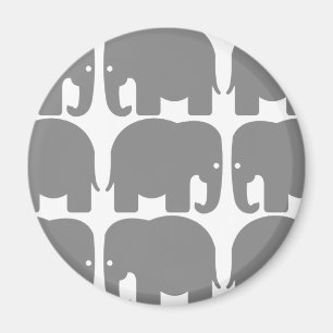 Grey Elephants Silhouette Magnet
