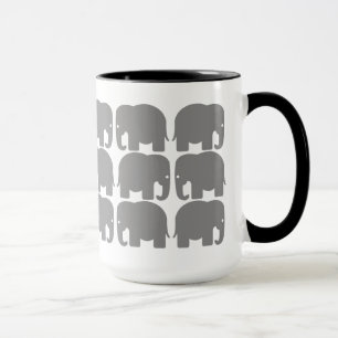 Grey Elephants Silhouette Mug